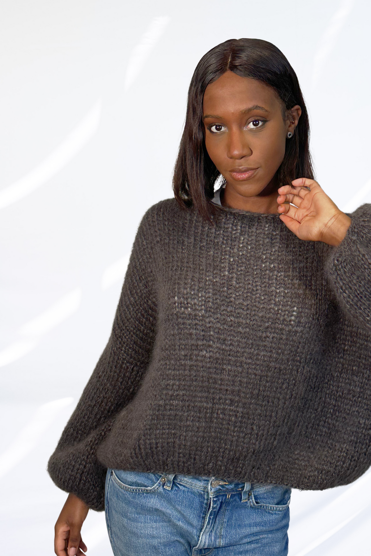 Grey round neck pullover