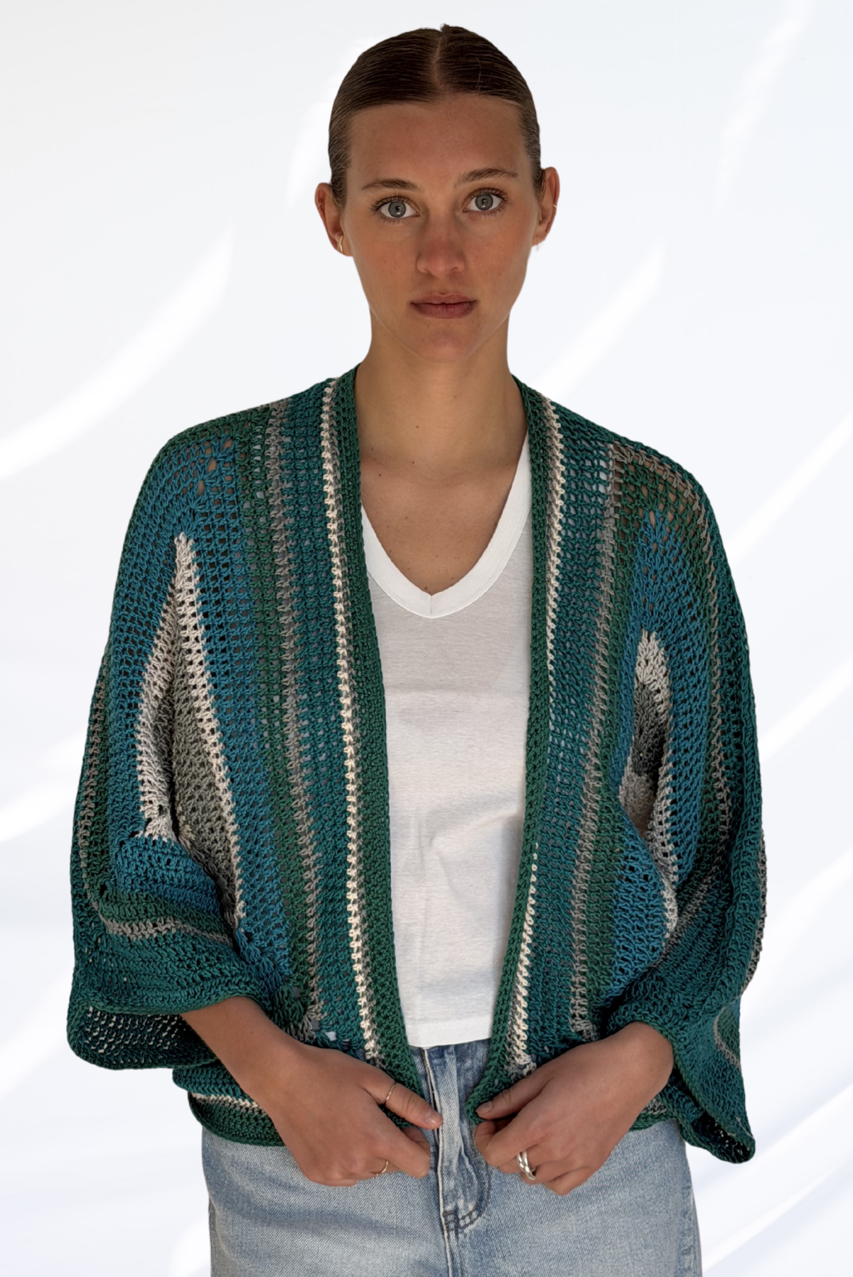 Mixed green crochet cardigan