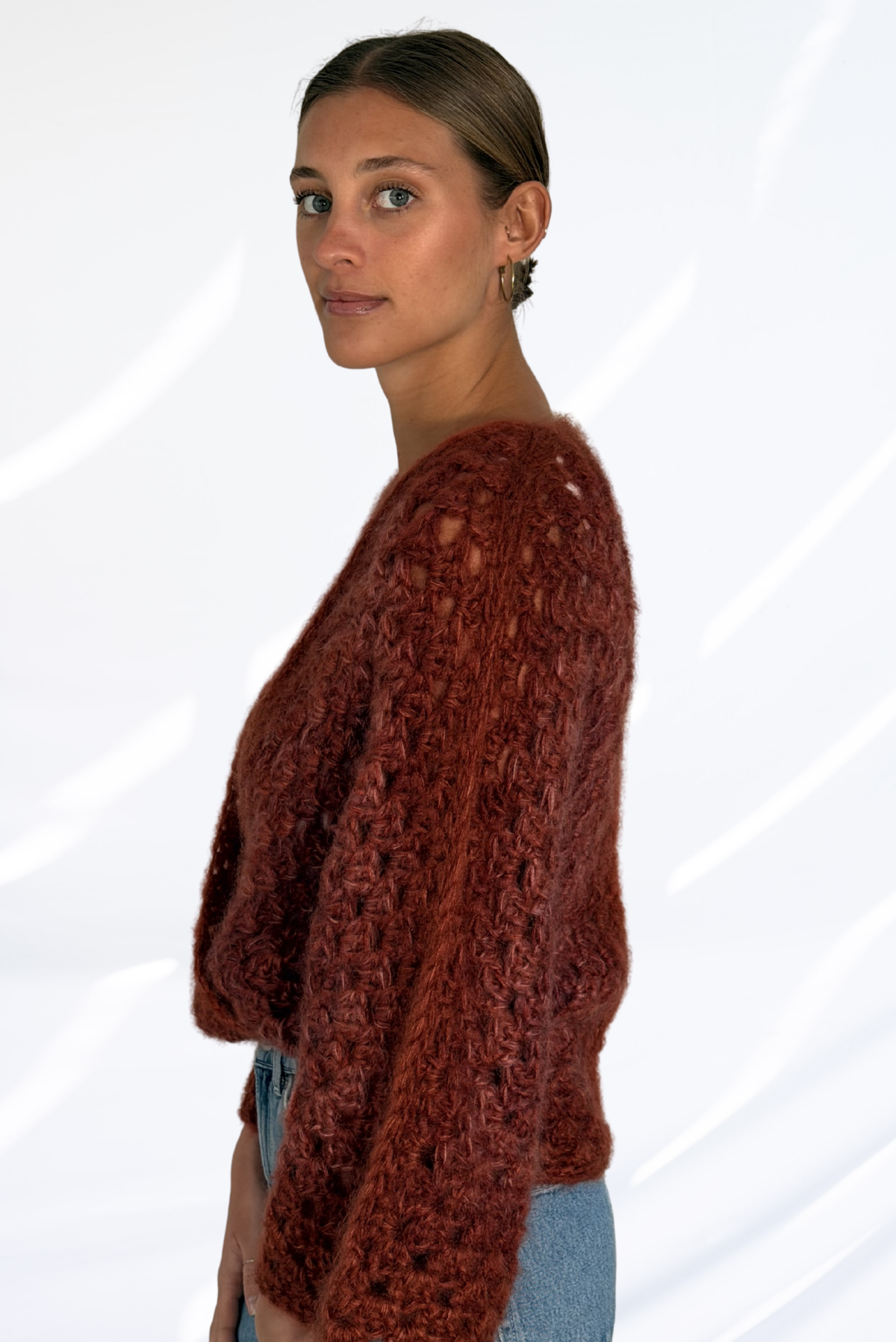 Textured terracotta cardigan