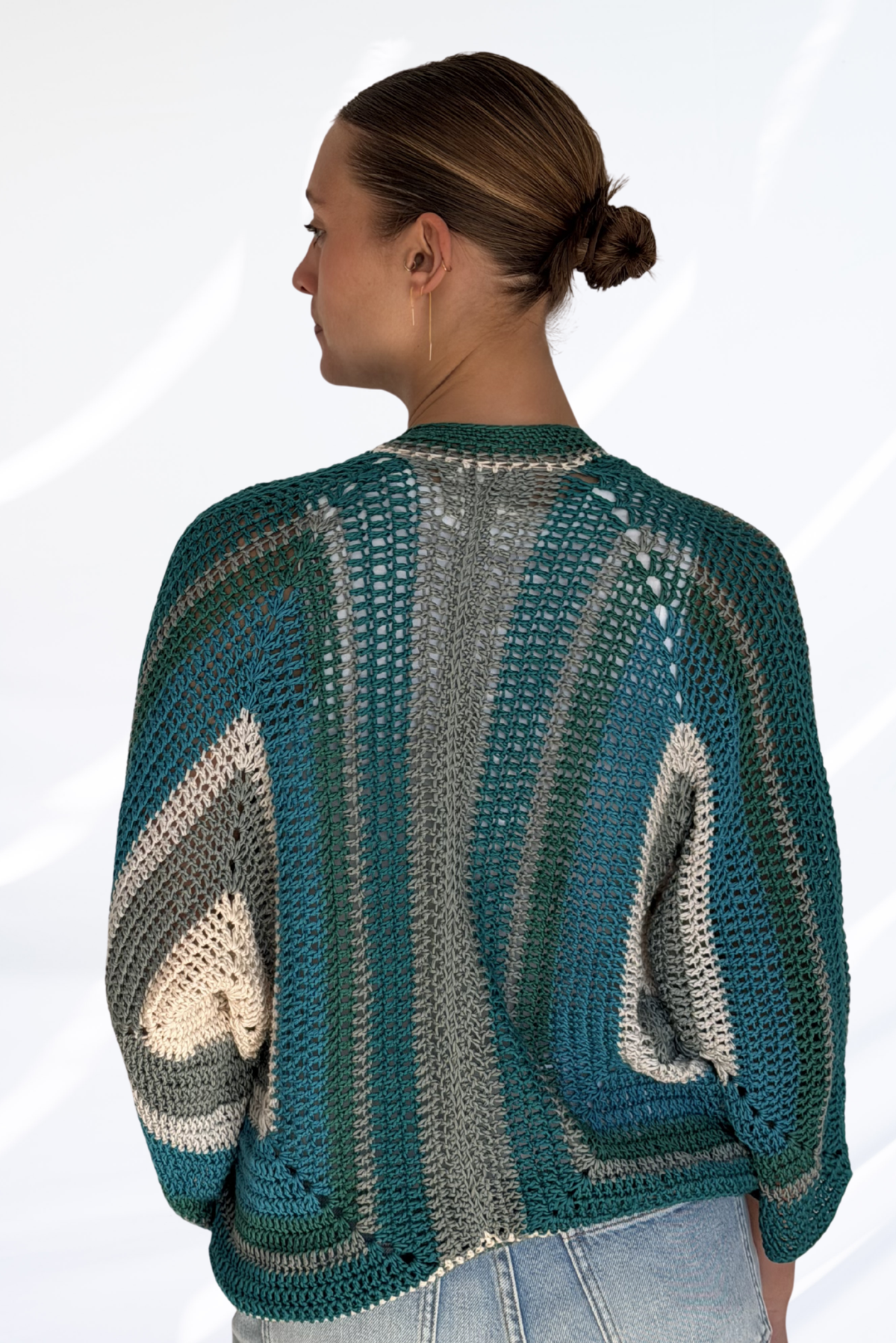 Mixed green crochet cardigan