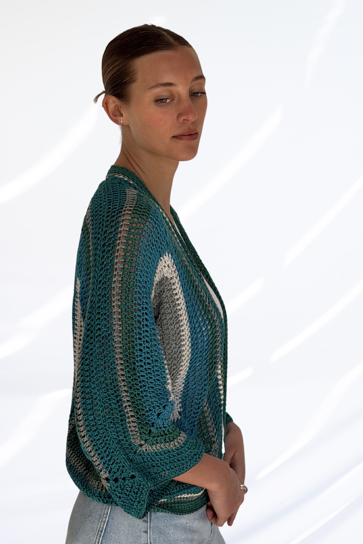 Mixed green crochet cardigan