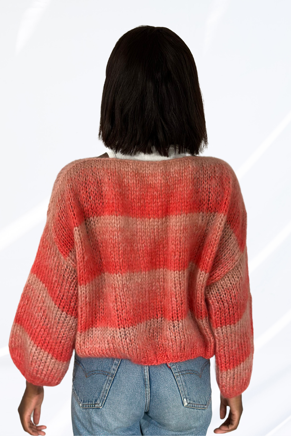 Mixed orange round neck pullover