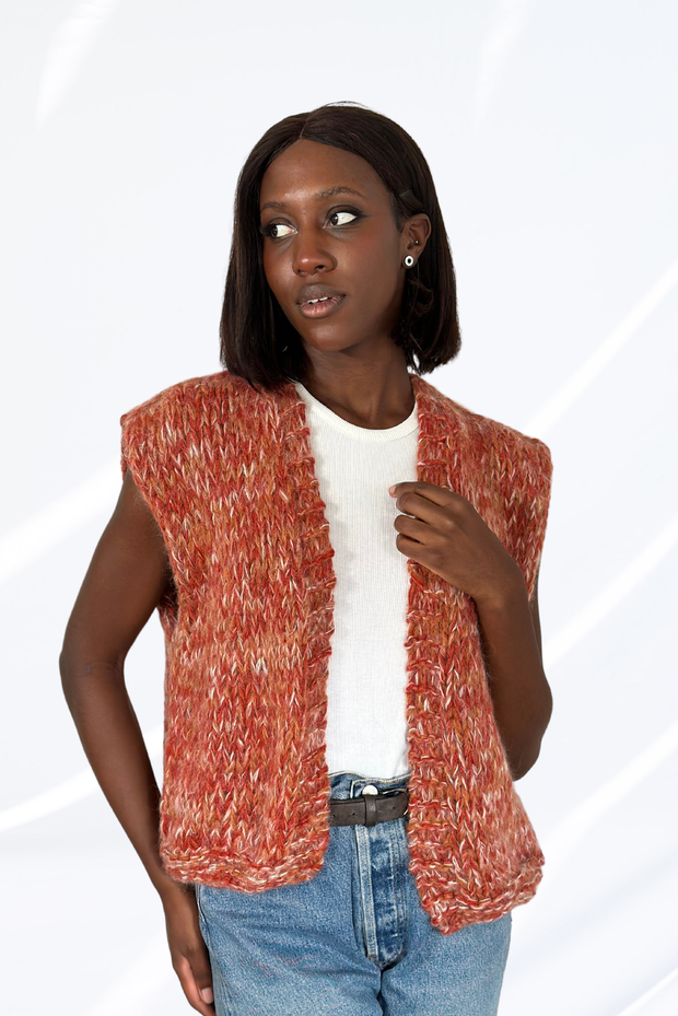 Mixed orange & white cardigan