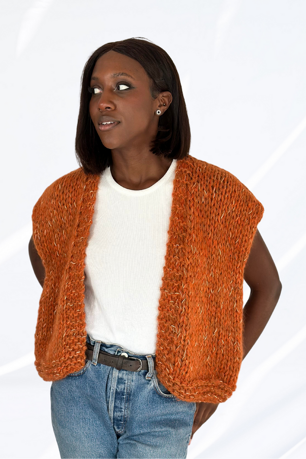 Mixed orange cardigan
