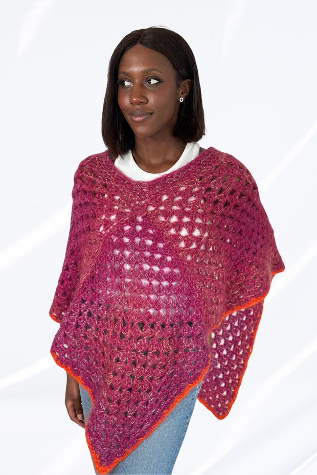 Mixed pink poncho
