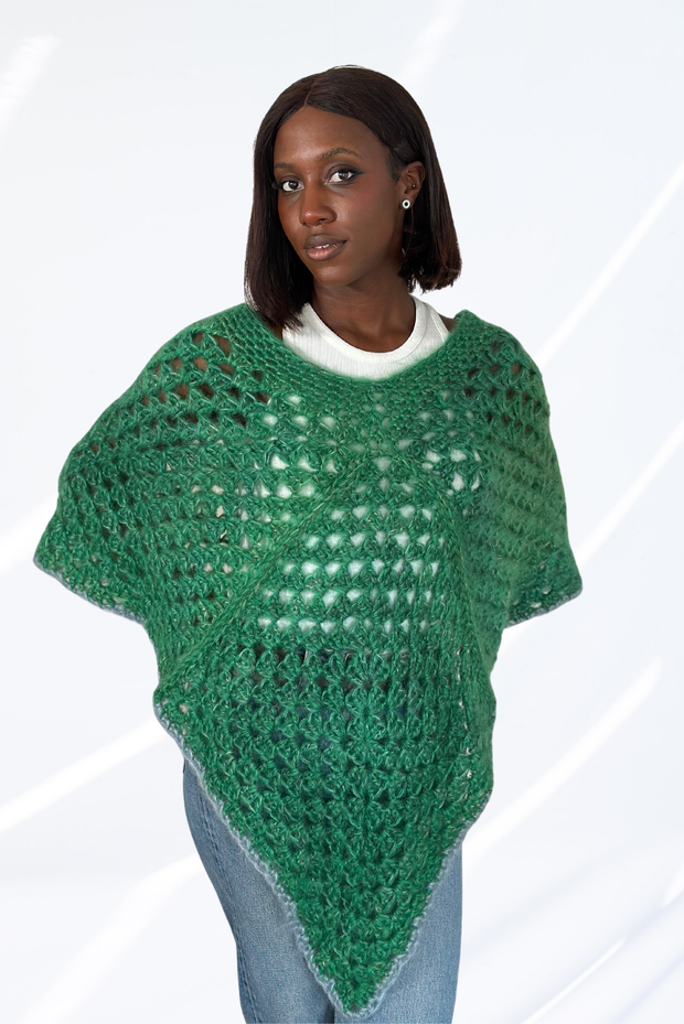 Mixed green poncho