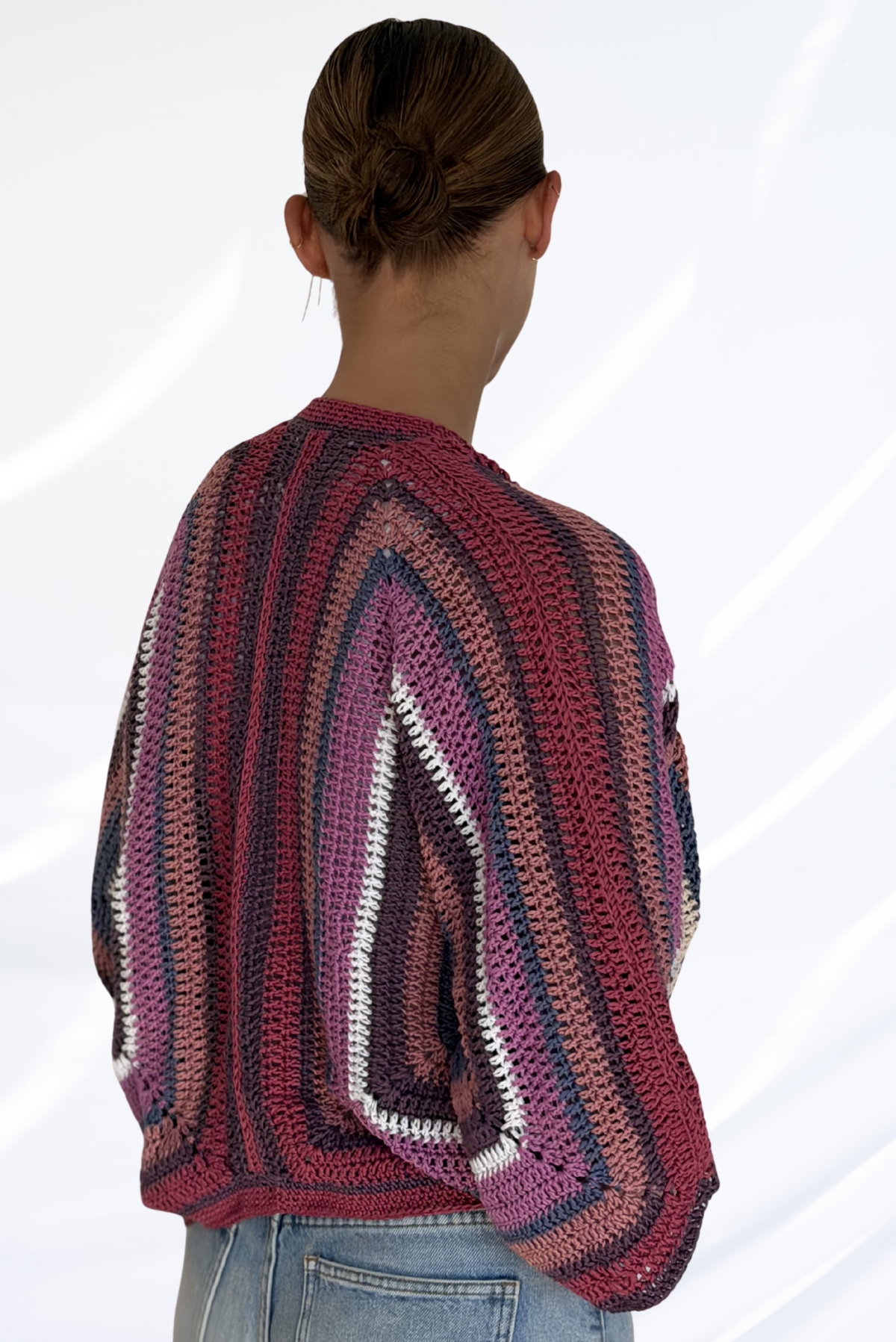 Mixed purple crochet cardigan