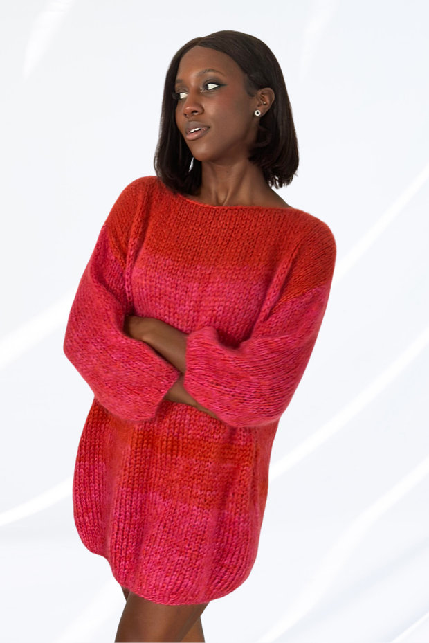 Mixed red & pink dress