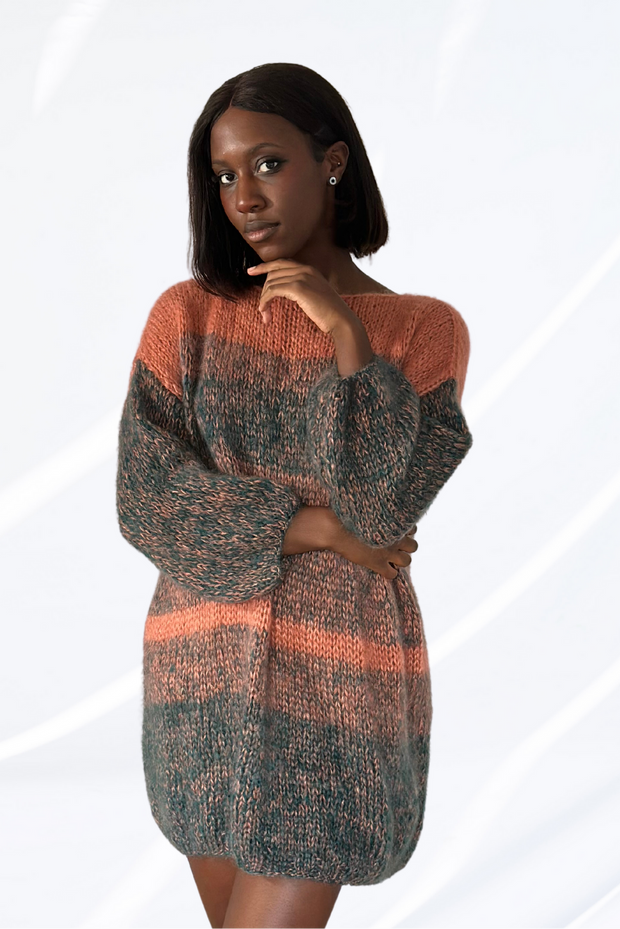 Mixed orange & kaki dress