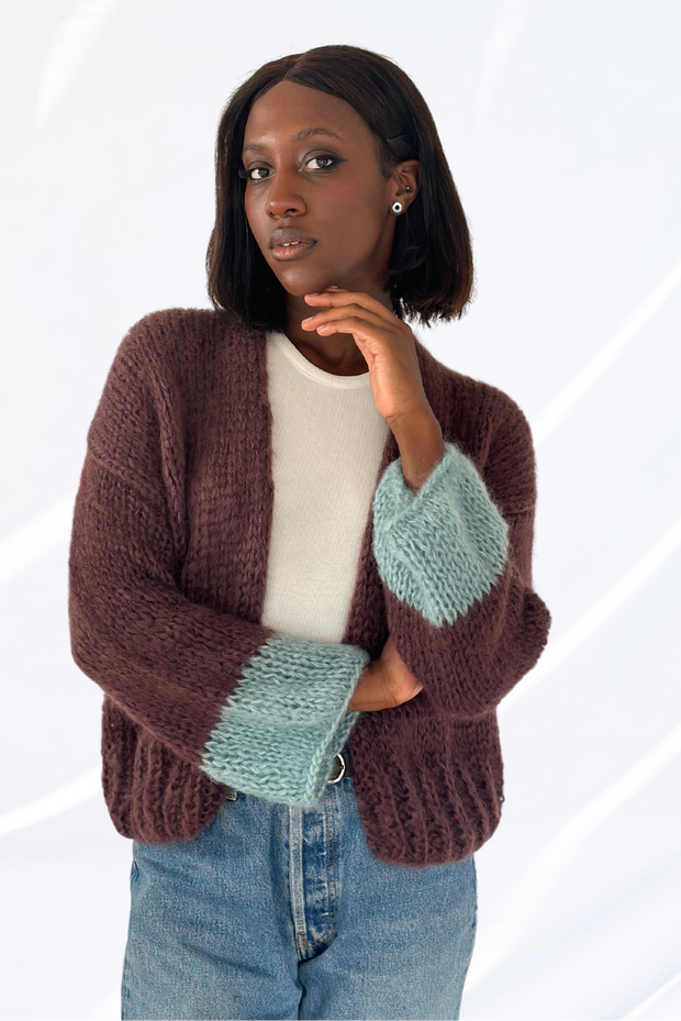 Mixed brown & turquoise cardigan