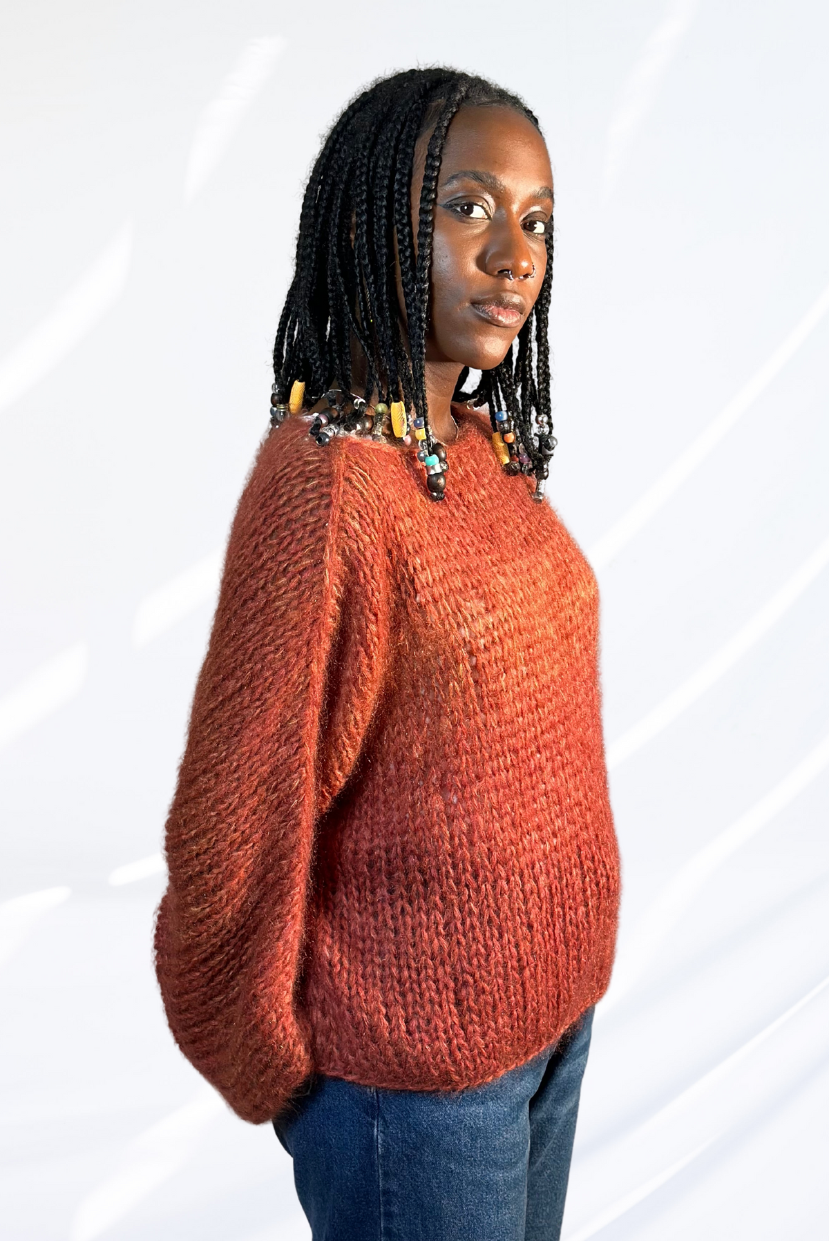 Mixed Terracotta round neck pullover