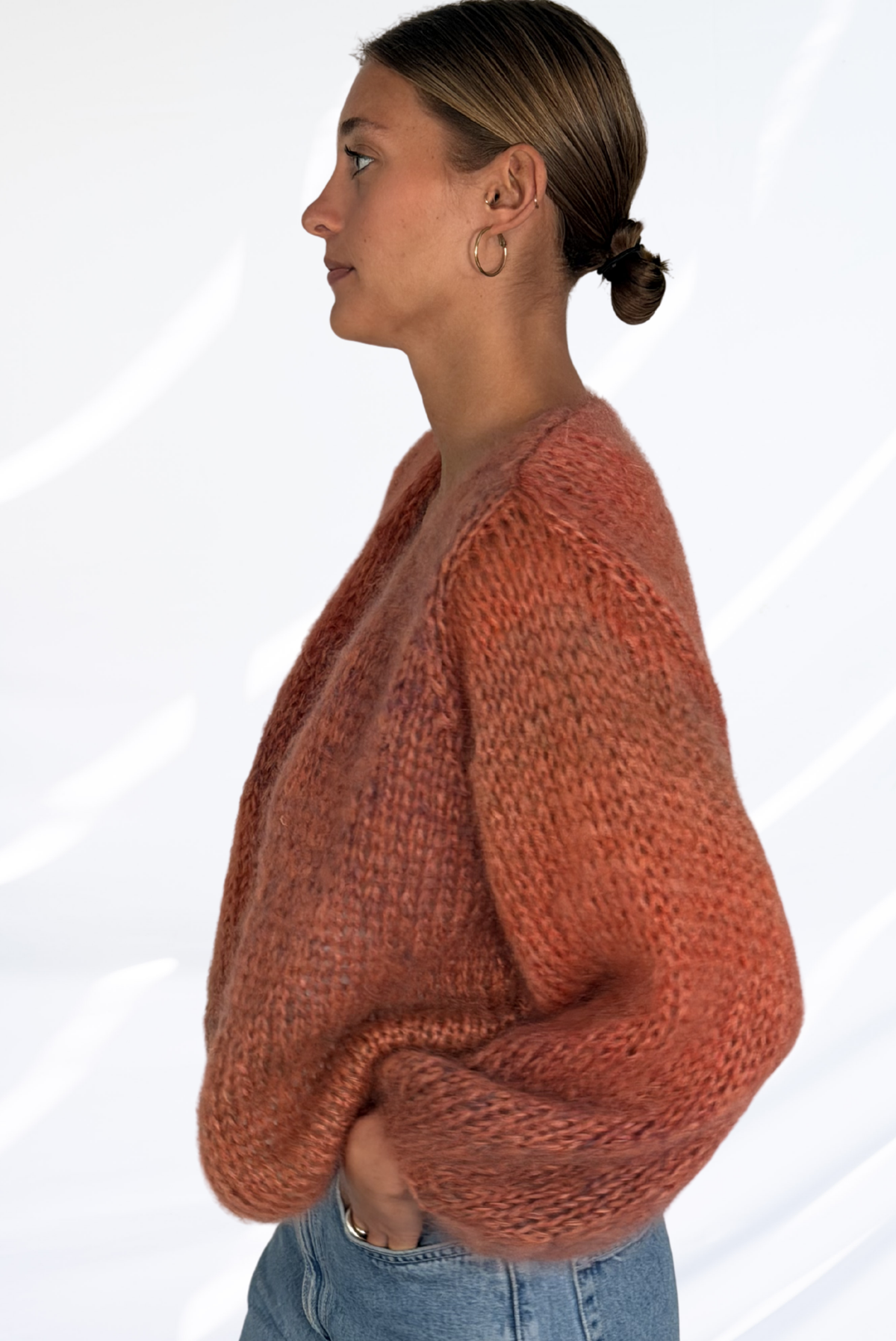 Mixed terracotta cardigan