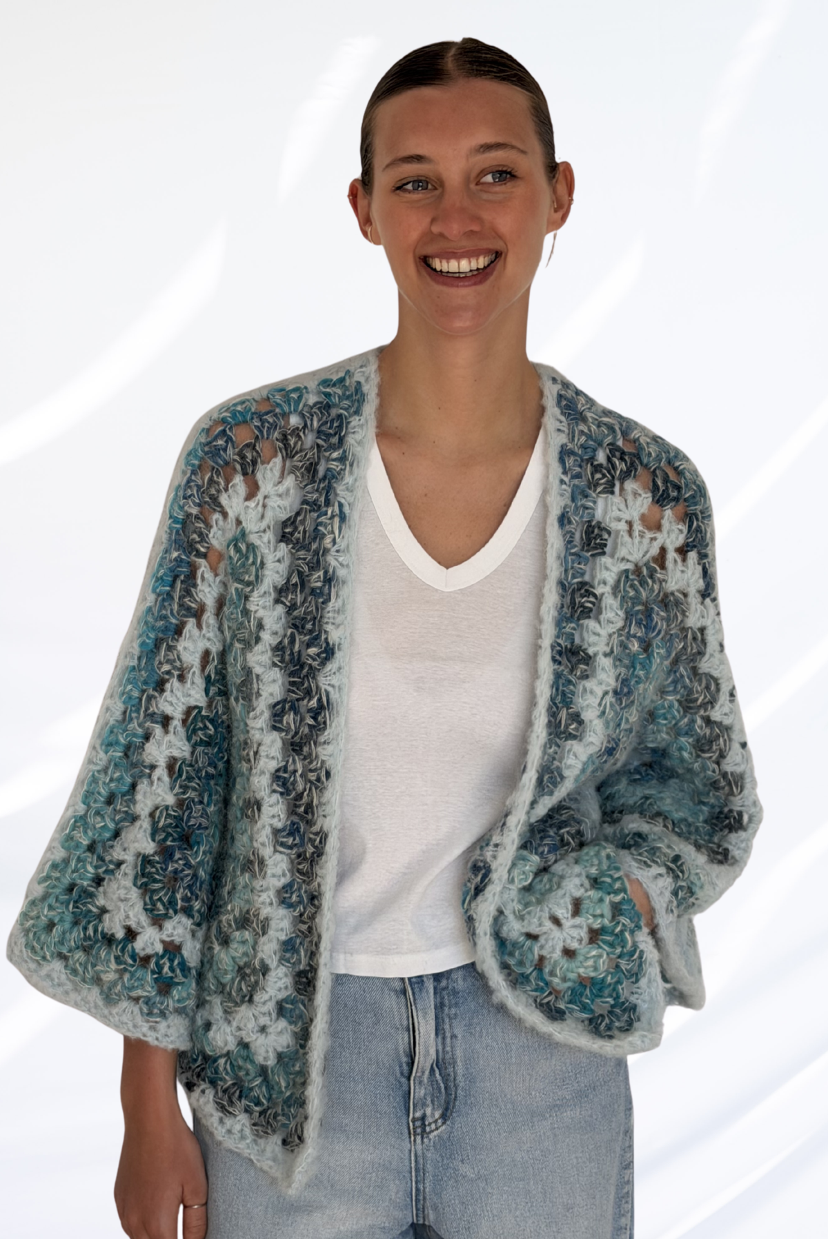 Blue crochet cardigan