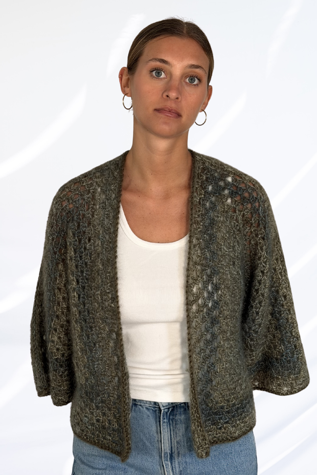 Textured kaki cardigan