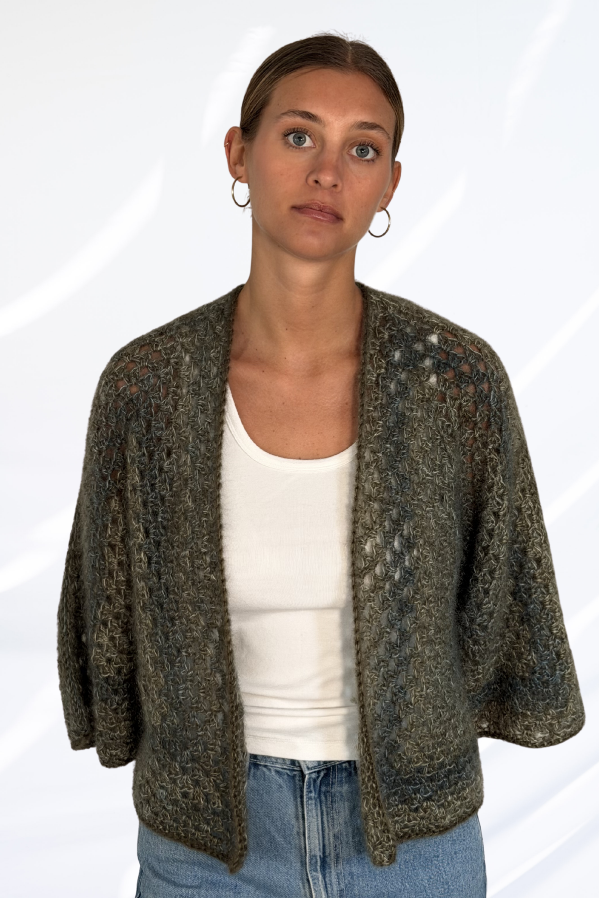 Textured kaki cardigan