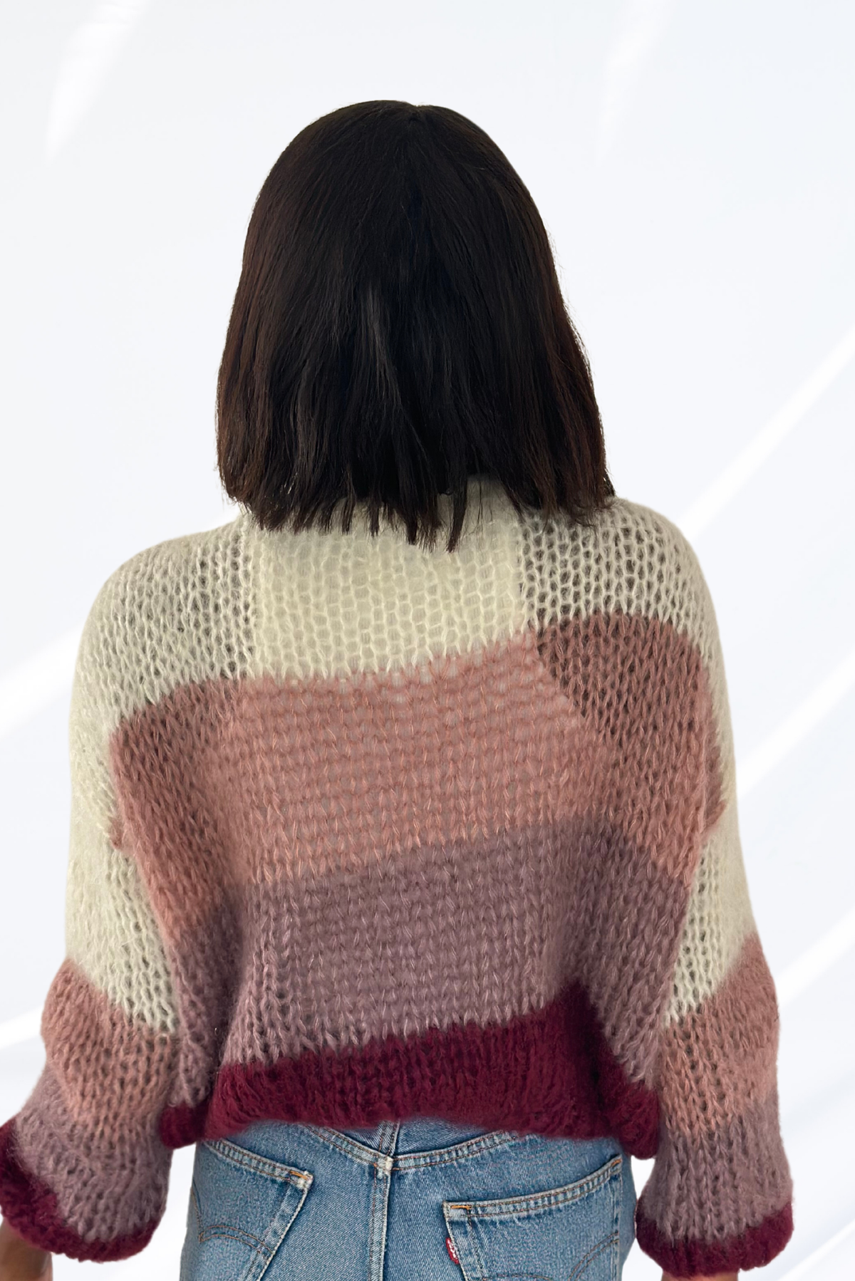 Mixed pink round neck pullover