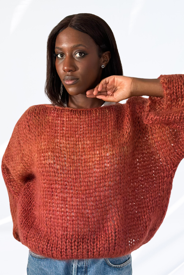 Mixed Terracotta round neck pullover
