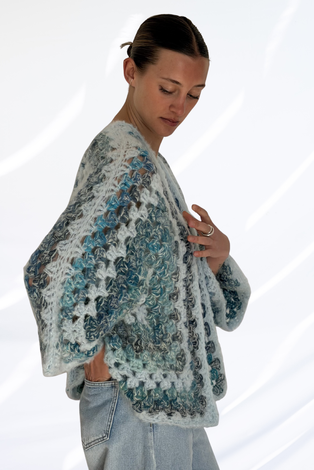 Blue crochet cardigan