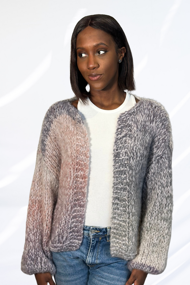 Mixed grey & pink cardigan