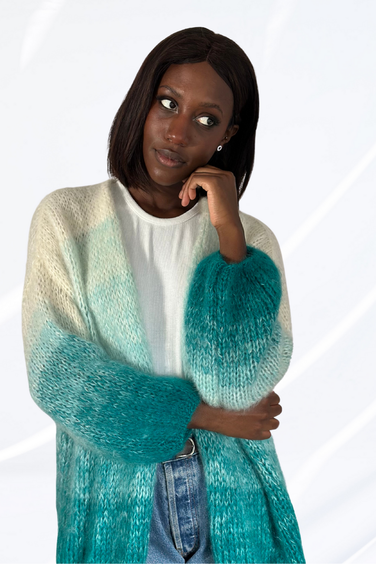 Mixed blue cardigan