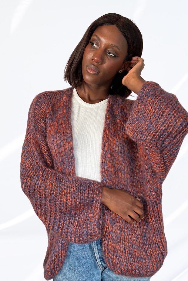 Mixed terracotta cardigan