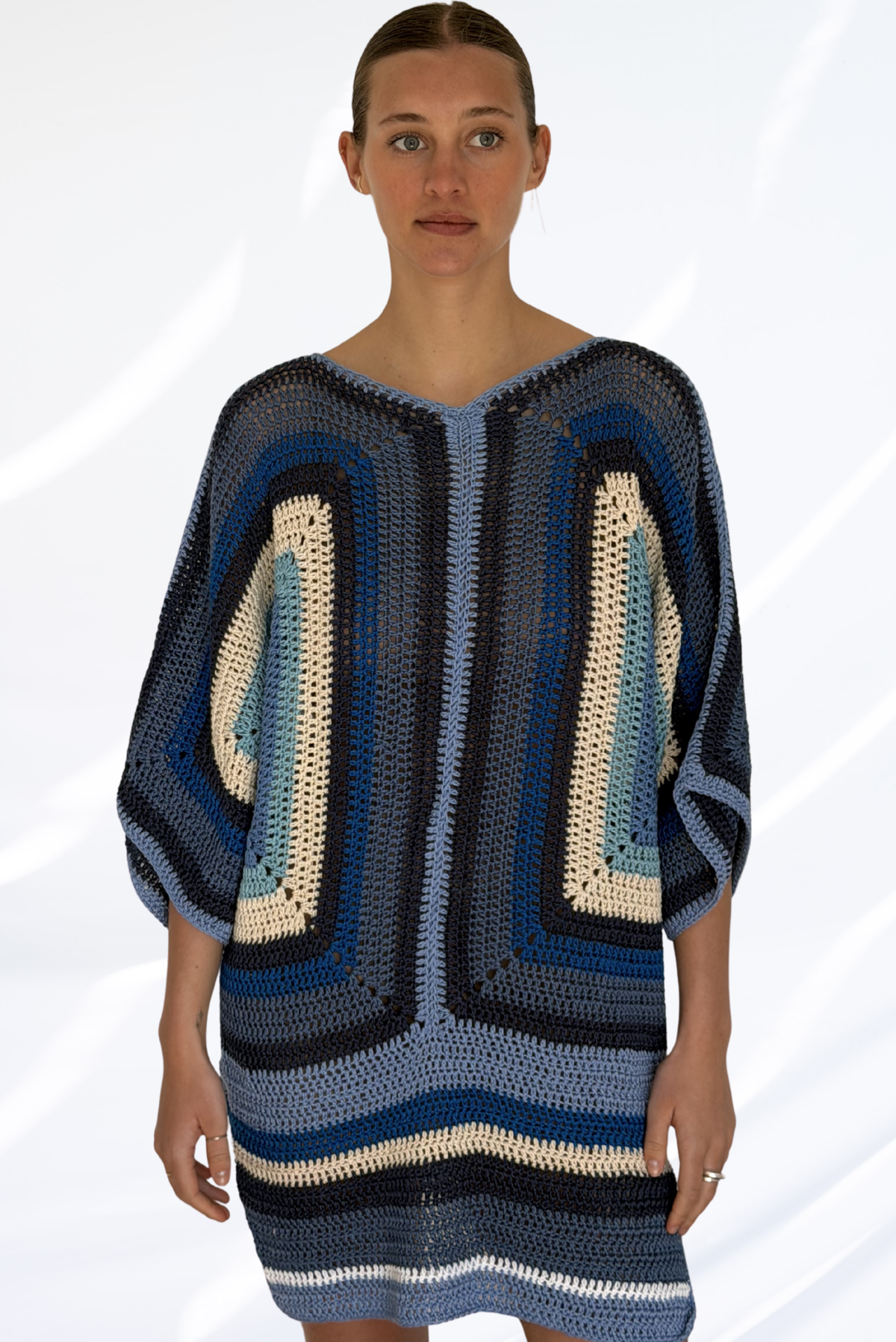 Mixed blue crochet dress