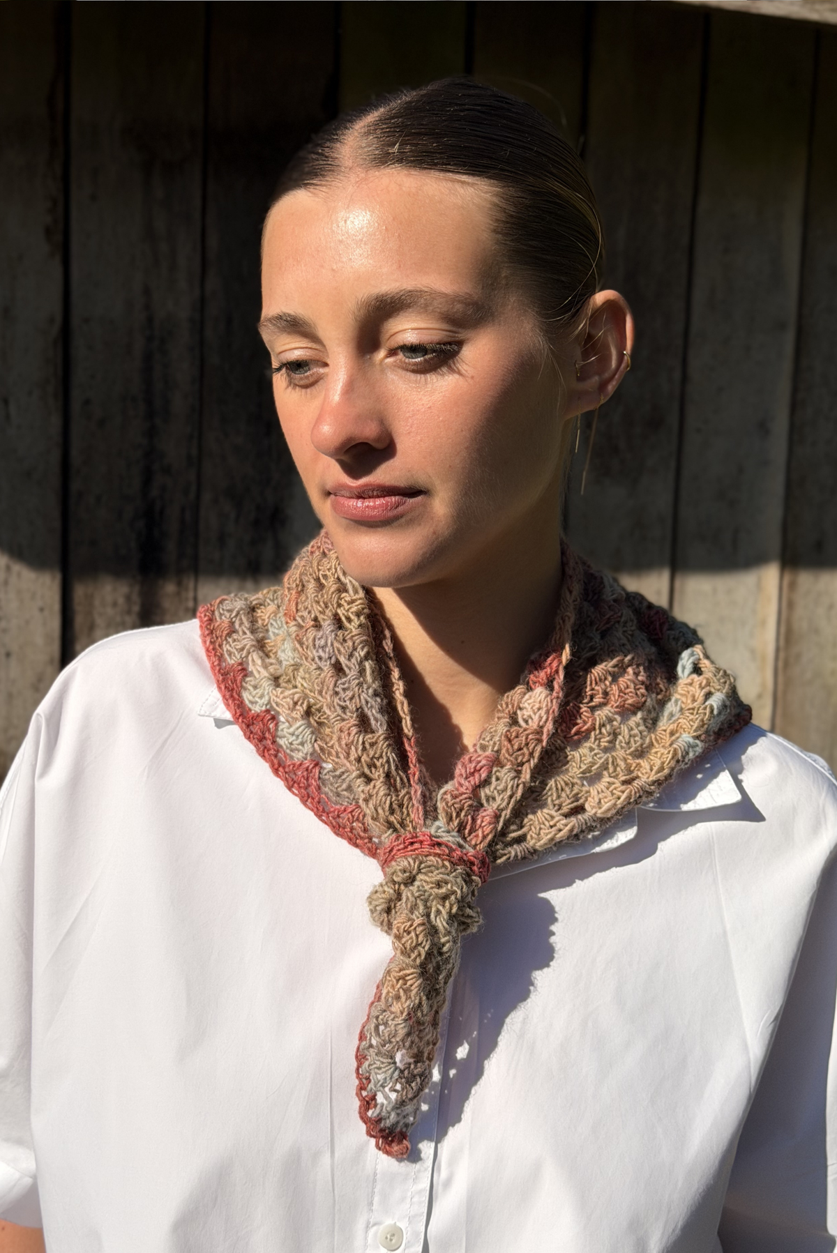 Maï bandana mix beige & raspberry shades