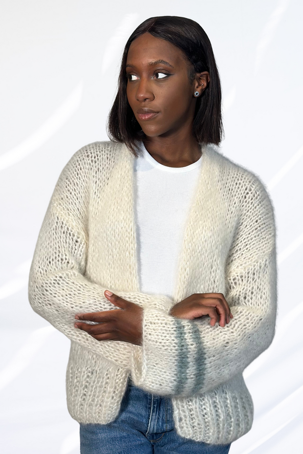 White and blue lines cardigan