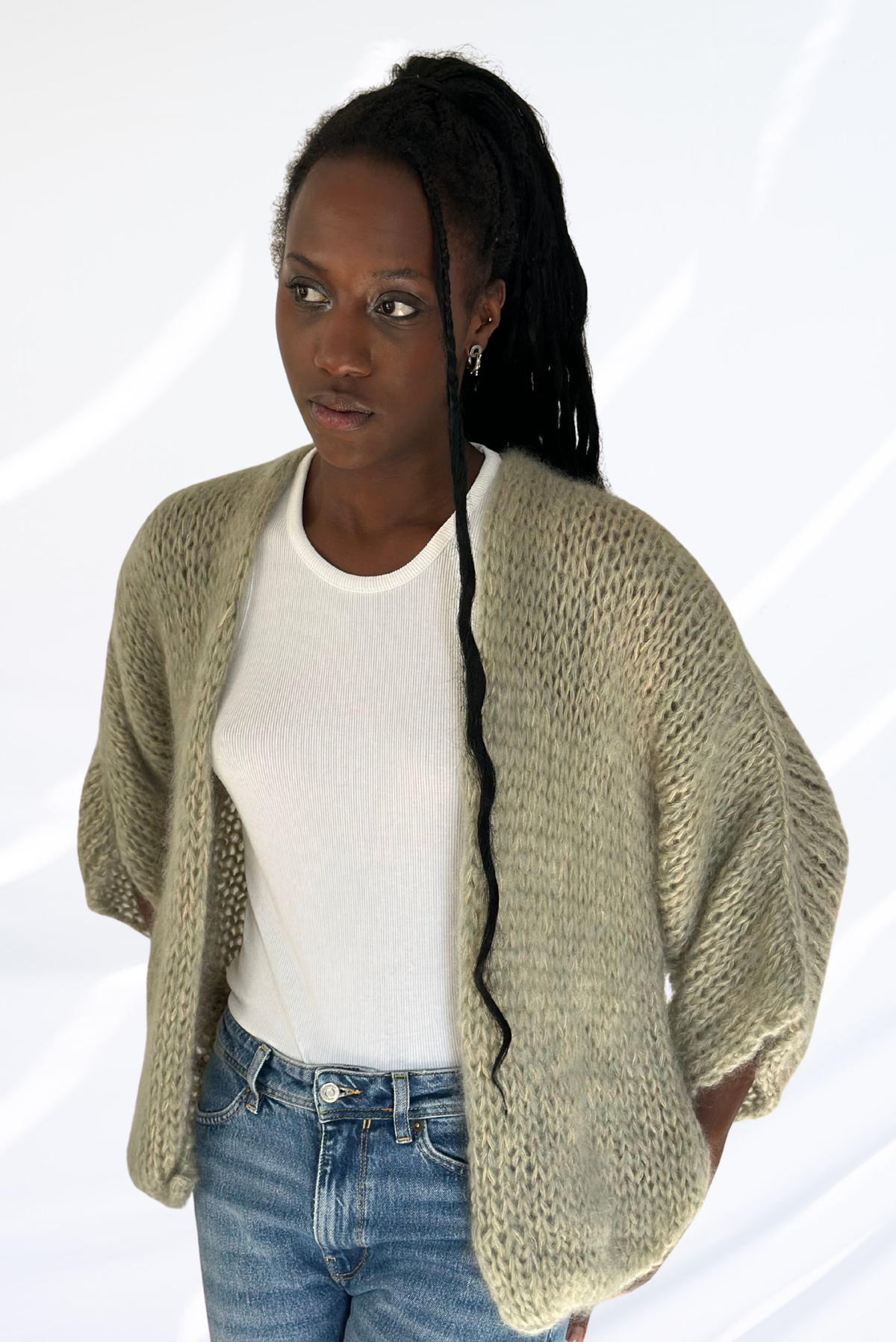 Light green cardigan