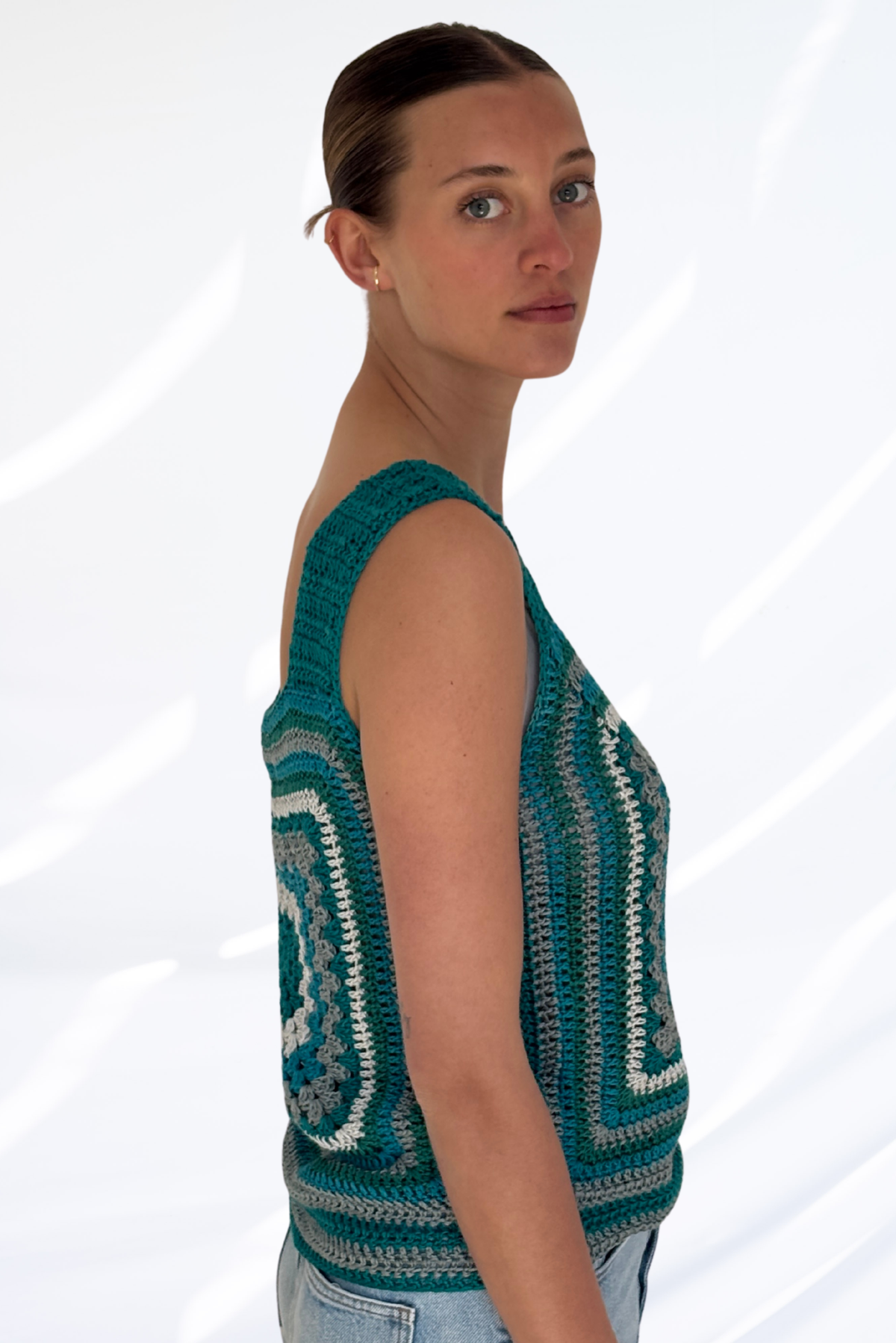 Mixed green crochet top