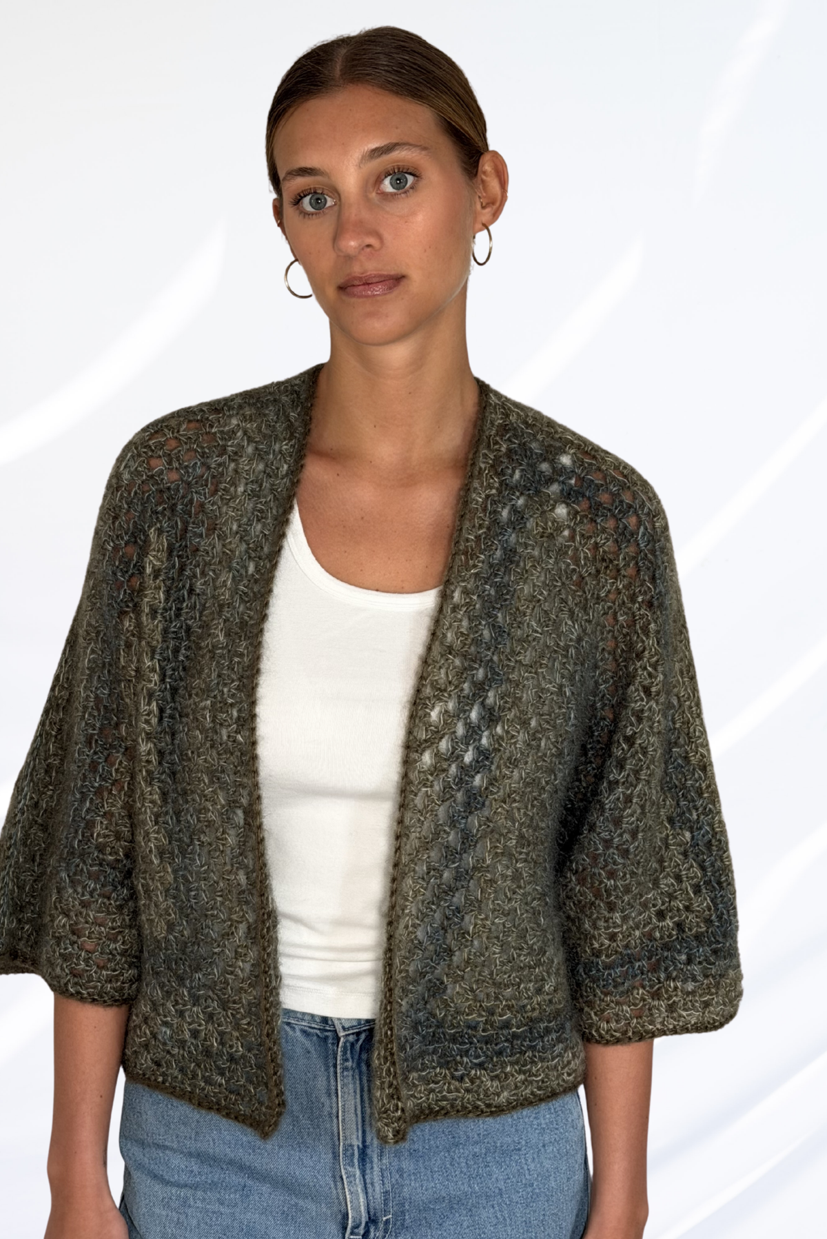 Textured kaki cardigan