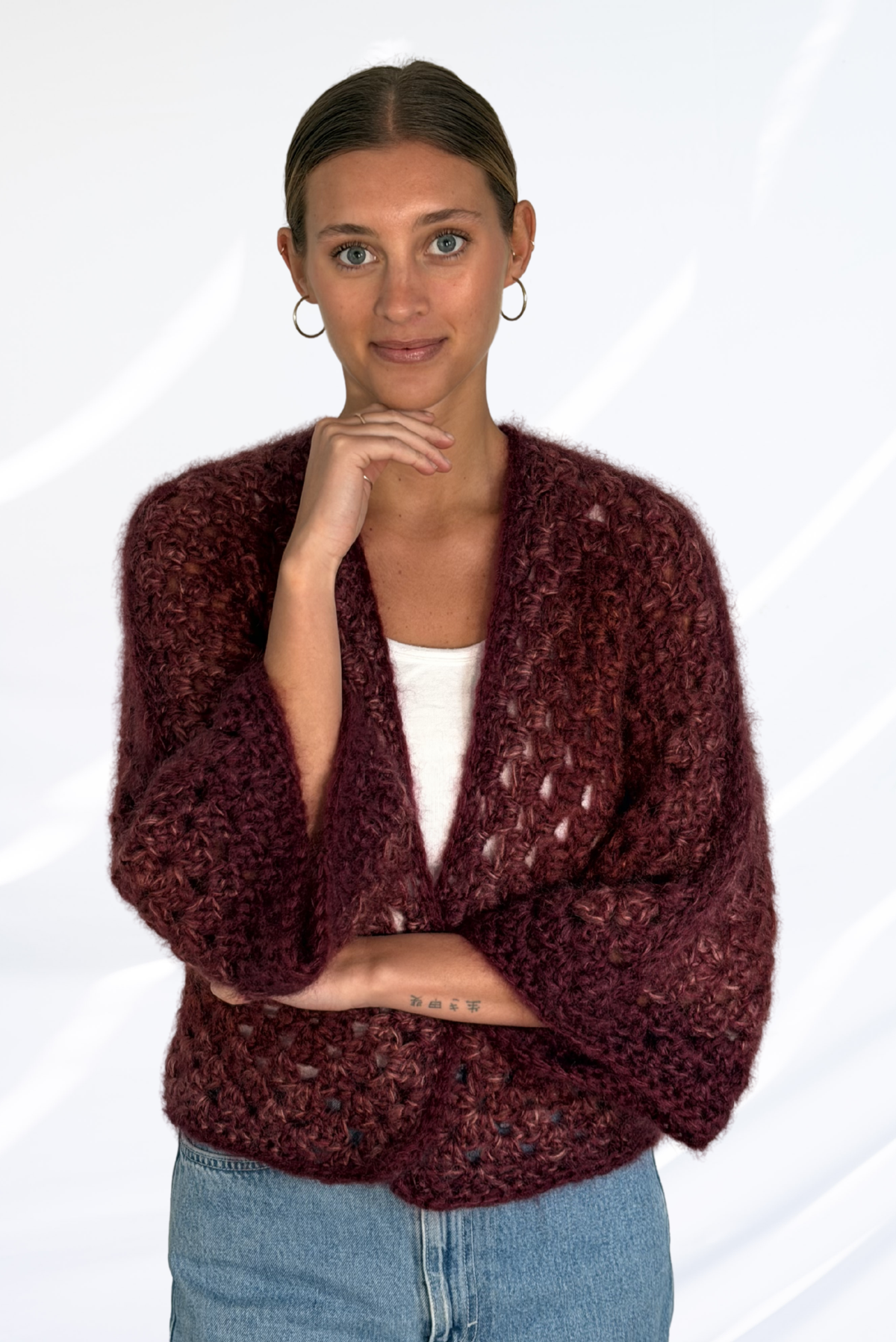 Mixed dark purple cardigan