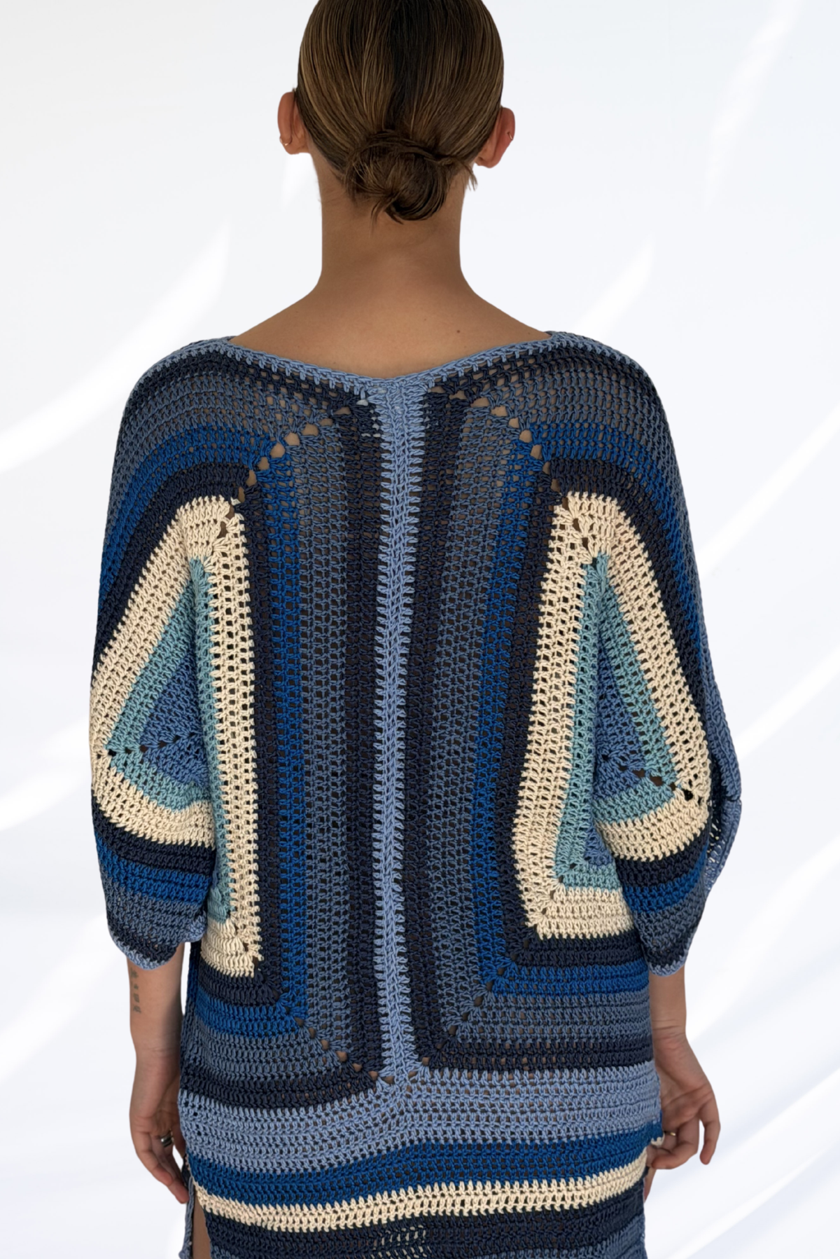 Mixed blue crochet dress