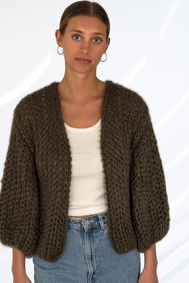 kaki & Lurex cardigan