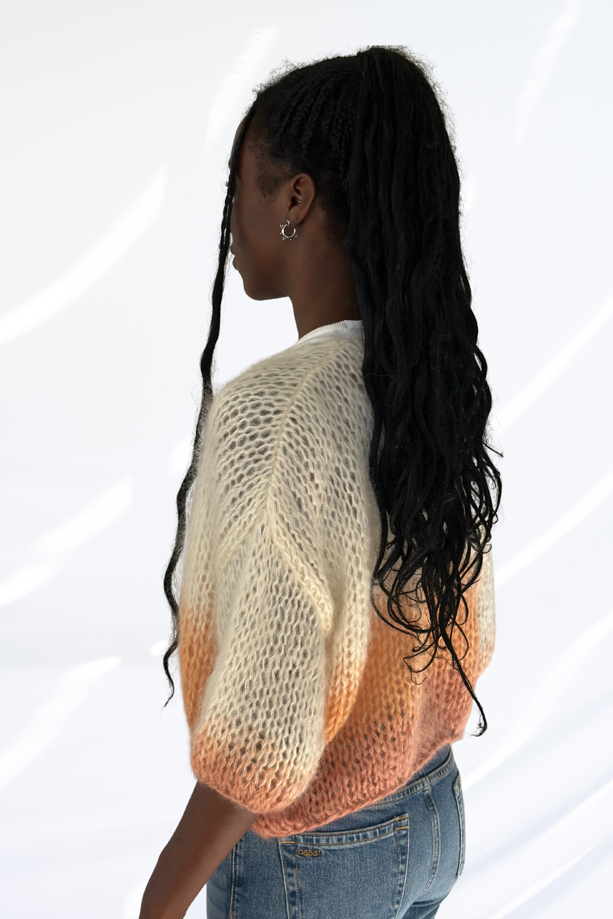 Mixed off-white & orange pullover