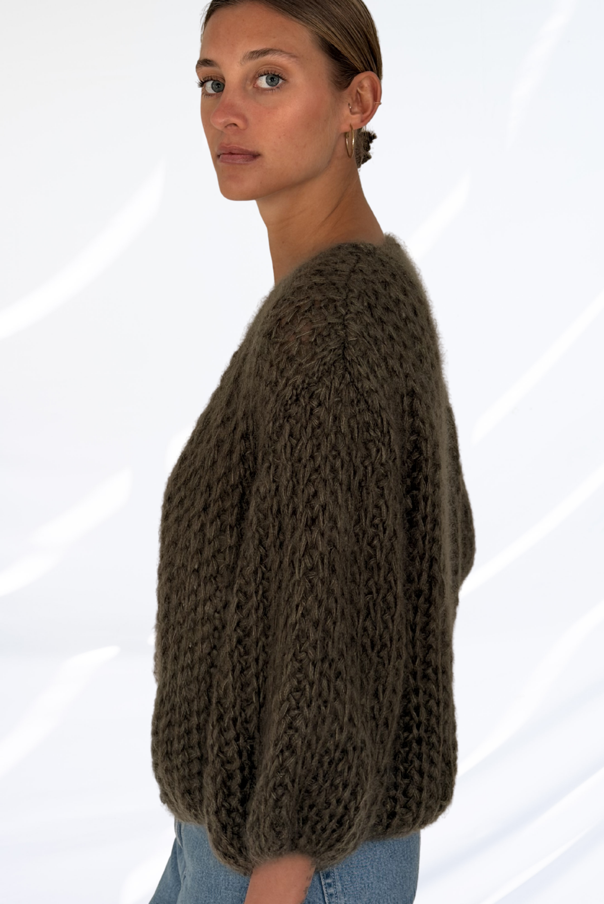 kaki & Lurex cardigan