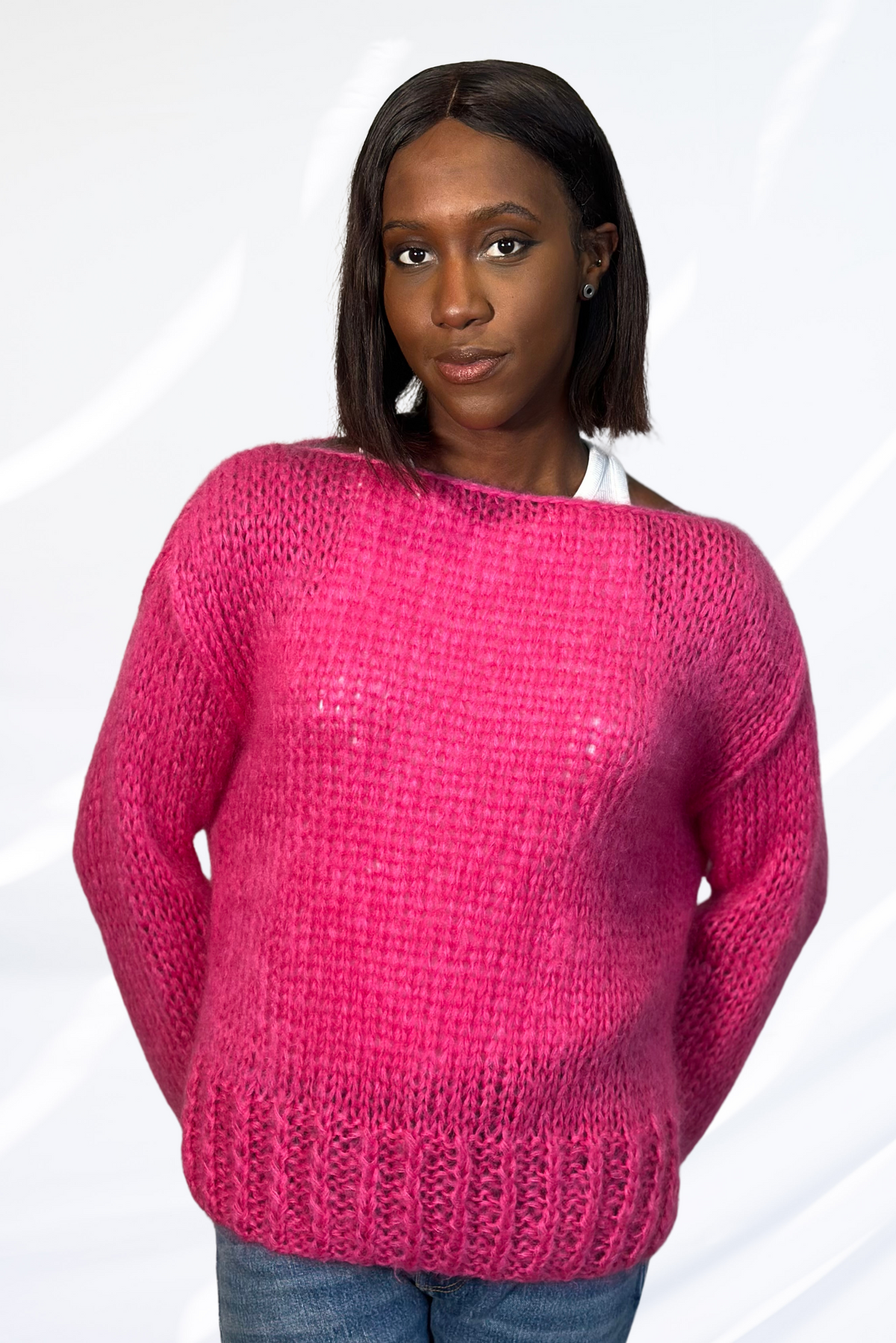 Pink round neck pullover