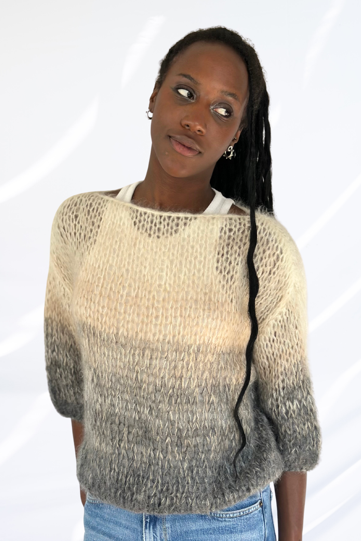 Mixed off-white & grey pullover