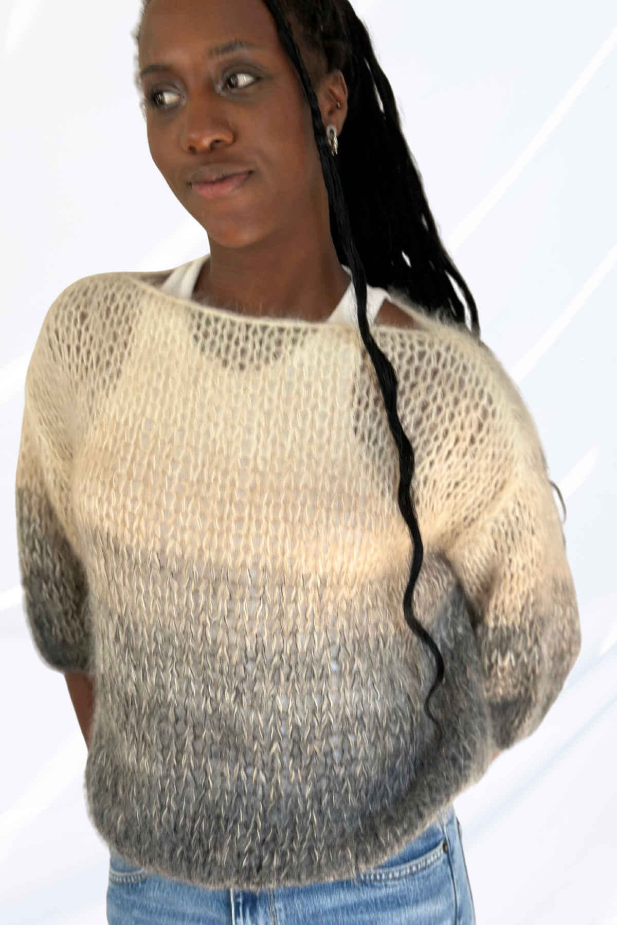 Mixed off-white & grey pullover