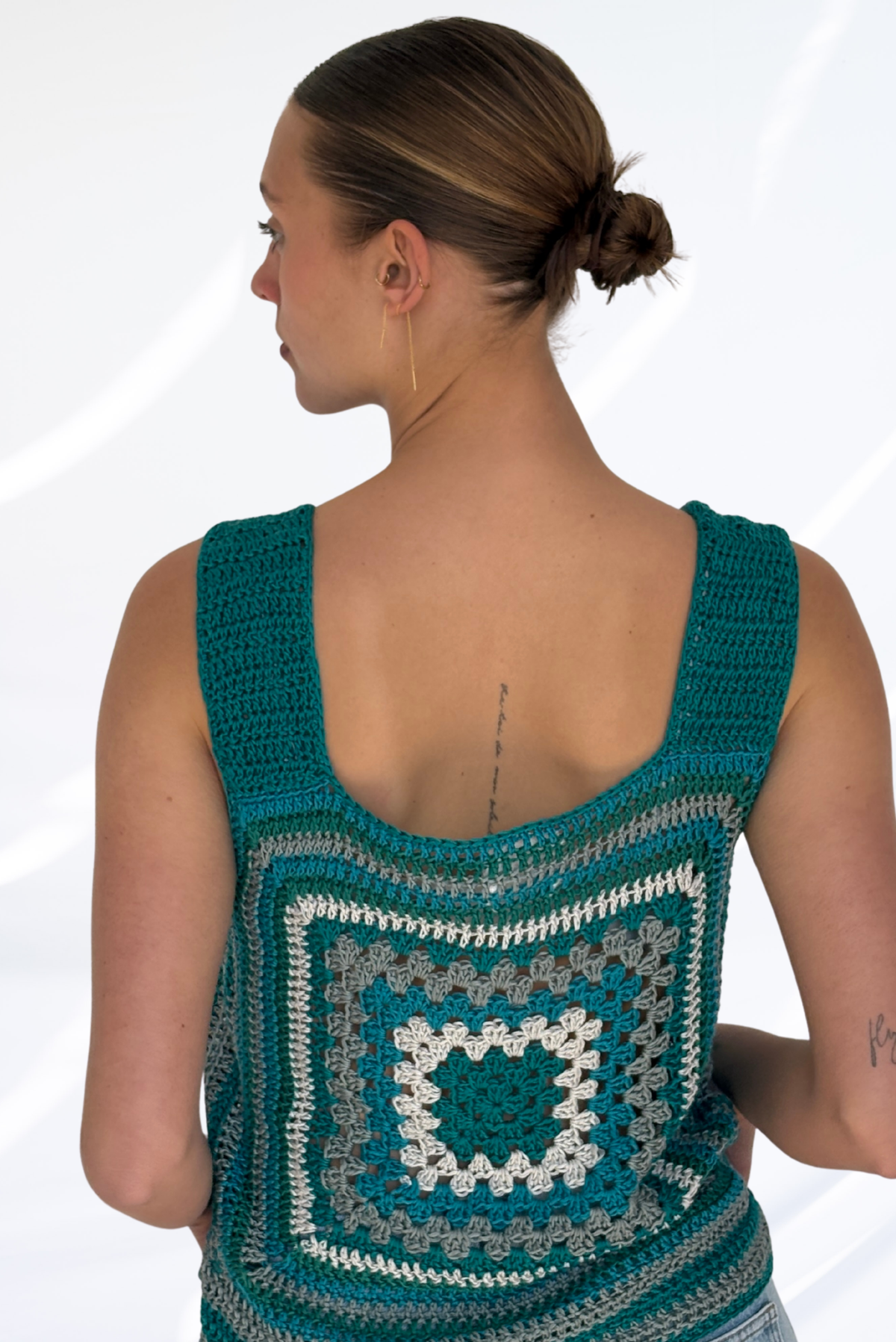 Mixed green crochet top