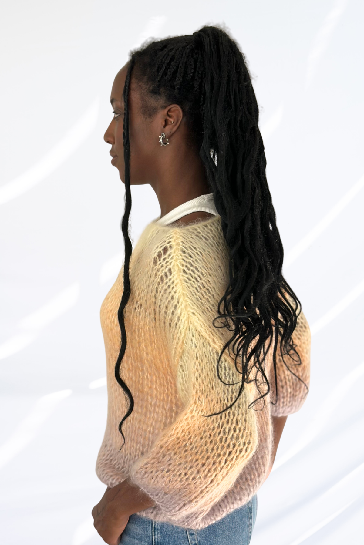Mixed light orange & violet pullover