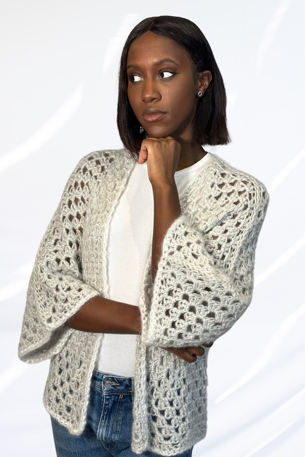 Mixed light grey cardigan