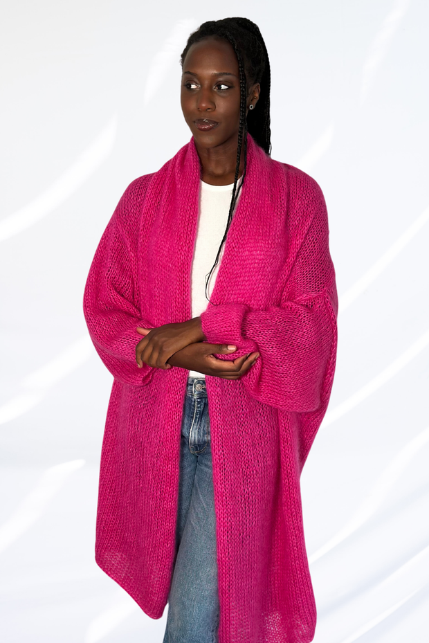 Long pink cardigan