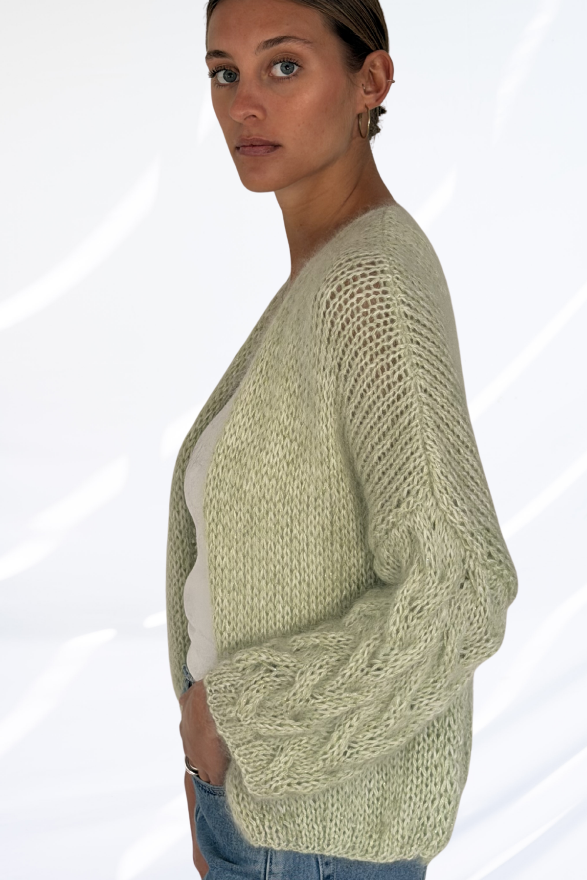 Light green cardigan