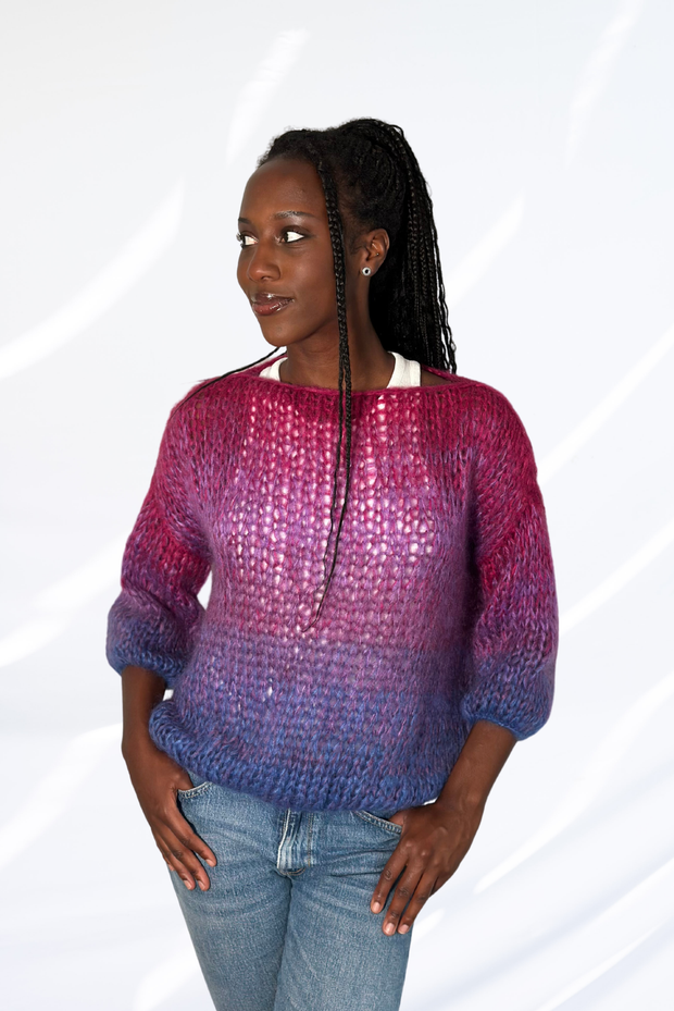 Mixed pink & purple pullover