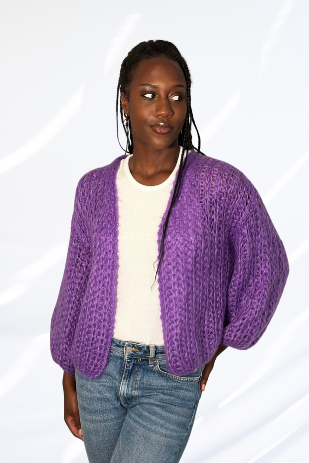 Purple cardigan