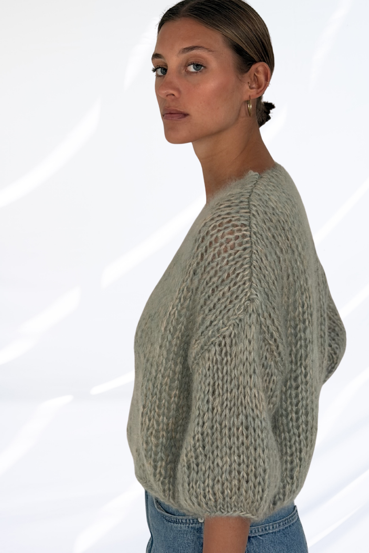 Mixed light green & grey pullover