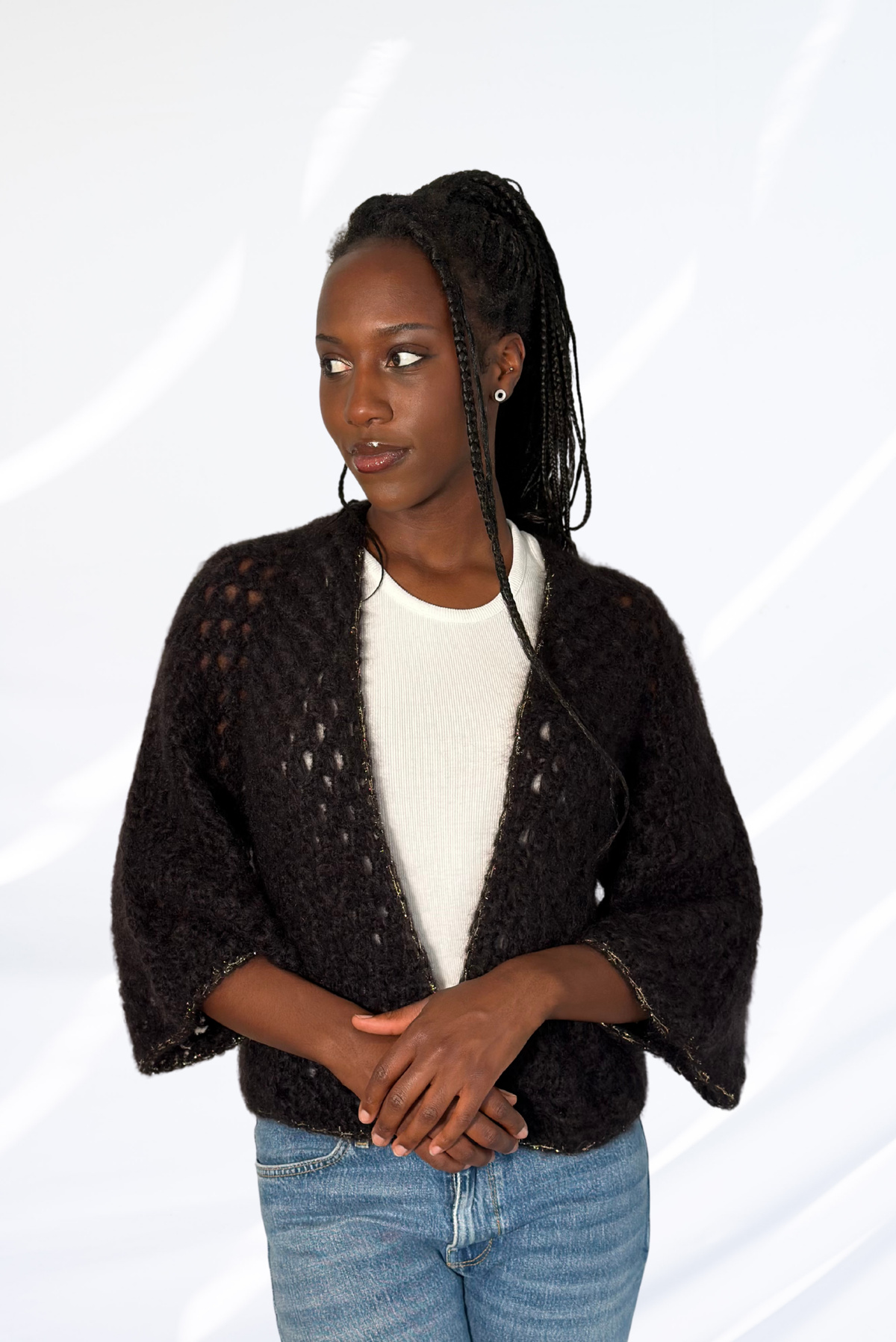 Textured black cardigan