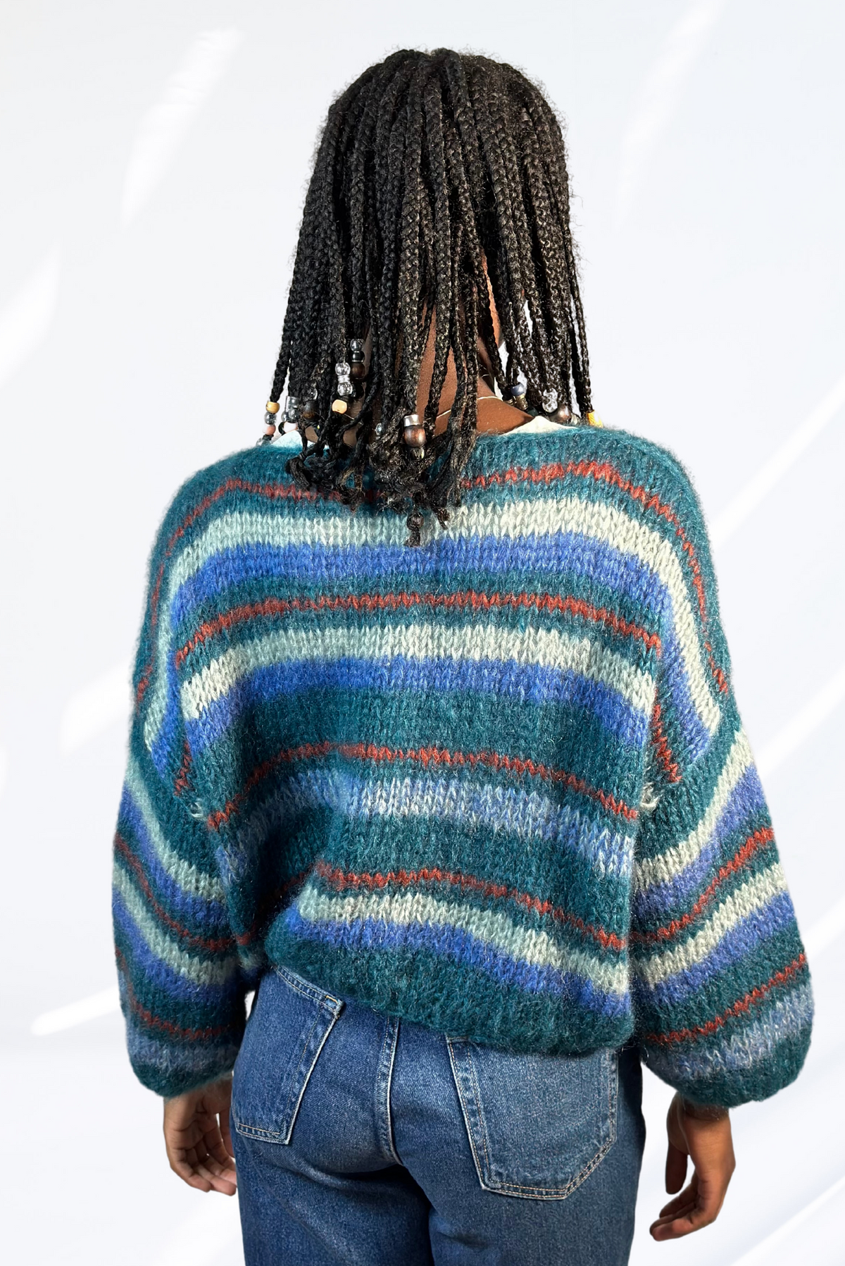 Mixed blue & colors round neck pullover