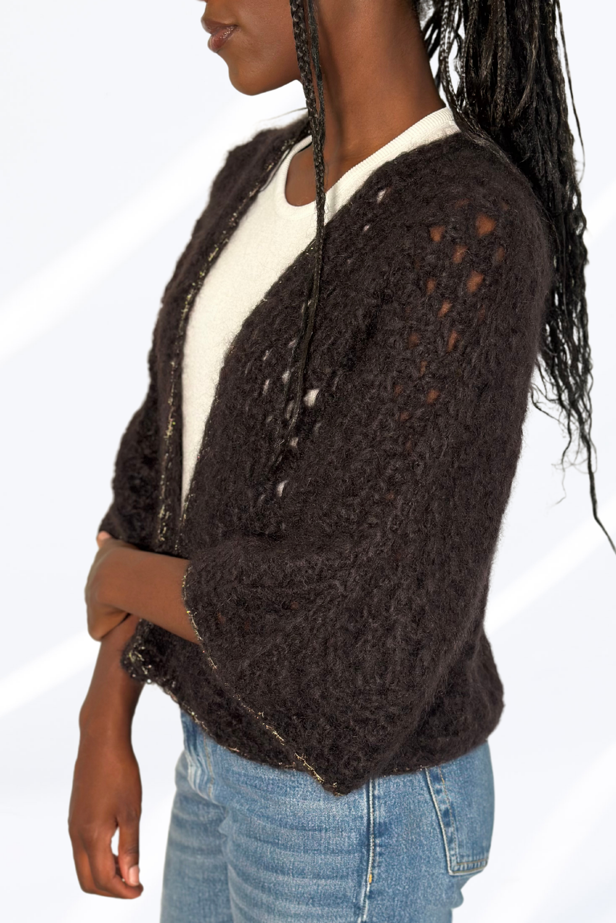 Textured black cardigan